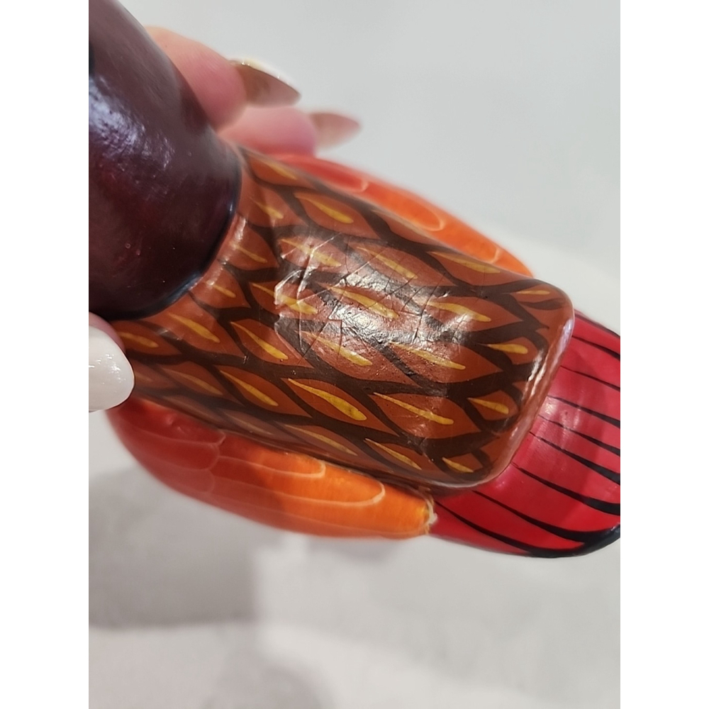 Mexican Folk Art Bird Pottery M Palacios Mexico Hand Painted Colorful 5" Tall - Picture 10 of 11